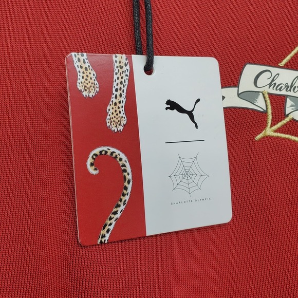 Puma X Charlotte Olympia Cropped Sweatshirt Women's Large Red Dahlia Pullover - Picture 5 of 16